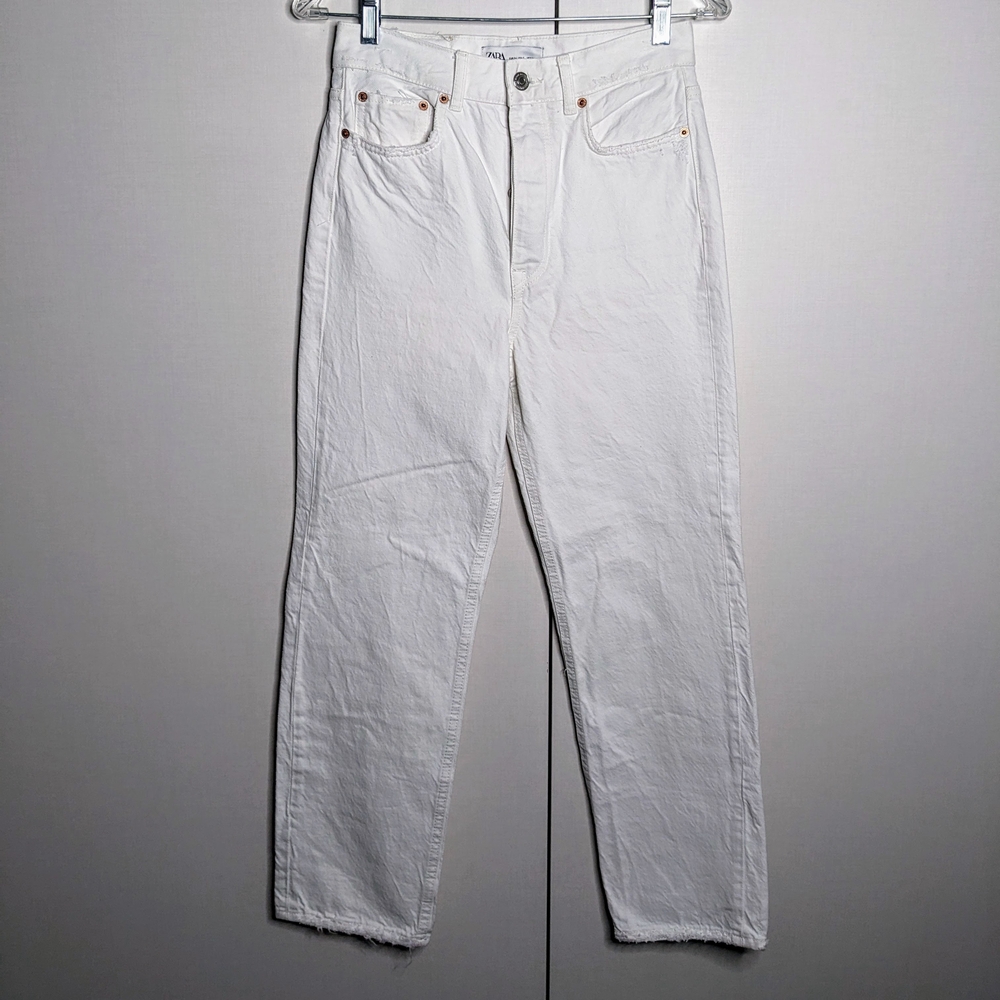 💙 Zara Sz2 White Denim Jeans (#45) *Callout